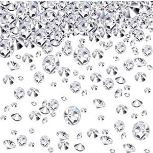 Hicarer 4000 Pieces Diamonds Crystals Acrylic Gems Wedding Table Scattering Gemstones Christmas Party Decorations Bridal Shower Masquerade Vase Fillers(Silver,3 mm, 6 mm and 10 mm)