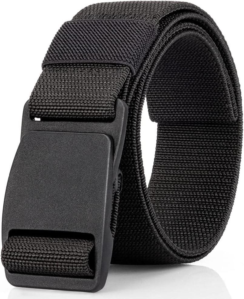 Elastic Belt Men, Mens Tactical Belt Travel Belt, Stretch Golf Belt (Black)