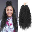 Goddess Locs Crochet Hair 16 Inch Faux Locs Crochet Hair Pre Looped Crochet Hair for Black Women 6 Packs Black Boho Crochet Locs with Curly Ends 1B