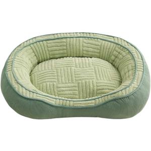 Small Dog Bed & Indoor Cat Bed - Calming Orthopedic Pet Bed, Cozy Jacquard Shaggy Plush Cuddle Bed with Anti-Slip Bottom(Green)