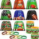 Sadnyy 32 Pcs Football Party Favors Set Include 16 Drawstring Goodie Bags 16 Silicone Bracelets Wristband Snack Treat Candy Bags for Birthday Party Team Valentines Gift Stuffers Supplies