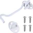 4 Inch Door Latch Hook and Eye, Heavy Duty Stainless Steel Barn Door Lock with 4 Mounting Screws, Solid Thicken Door Latch, Gate Latch, Door Lock Latch for Windows, Sheds, Fences, Gates (White)