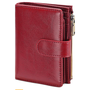 GAEKEAO Womens Wallet Small Leather RFID Blocking Bifold Zipper Pocket Wallet Card Case Purse with ID Window