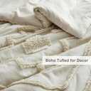 Oli Anderson Boho Tufted Comforter Set King Size, 3 Pcs Soft Jacquard Bedding Set for All Seasons, Shabby Chic Farmhouse Bedding Set with Comforters for All Seasons (Beige, King)