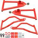 Front Upper & Lower Control A-Arms Kit for Polaris RZR S 800 20092014 & RZR 4 800 20102014, 1.5" Forward Offset High Clearance, Adjustable Camber, Heavy-Duty DOM Steel, Powder Coated Red