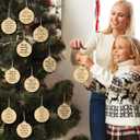 24 Pcs Spanish Christian Ornaments Religious Wooden Hanging Christian for Christmas Tree Nativity Scene for Pastor Church Members Church Baptism Decor