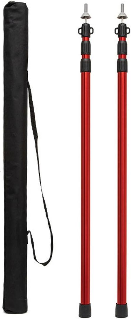 Tarp Poles Heavy Duty Adjustable, Aluminum 230cm/7.5ft Tent Poles with Protection Cap, Telescoping Tent Poles (2 PCS)(Red)