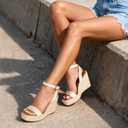 DREAM PAIRS Women's Open Toe Platform Sandals Adjustable Buckle Ankle Strap Comfortable Summer Espadrille Wooden Heeled Wedge Fashion Dressy Shoes,Size 7,Natural,SDWS26008W