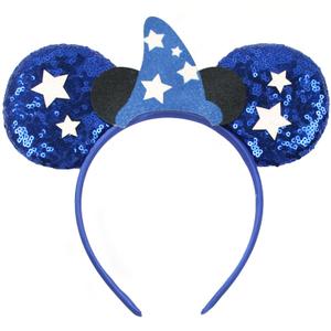 MADO Mouse Ear Headband for Women adults kids, Blue Mic - One Size, Hair Accessory, Party Accessory, Headband with Mouse Ears, Unisex, Perfect for Halloween, Carnival, Christmas, Birthday