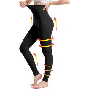 Medical Compression Pantyhose for Women & Men, 20-30mmHg Graduated Support Tights, Opaque Footless High Waist (X-Large, Black)