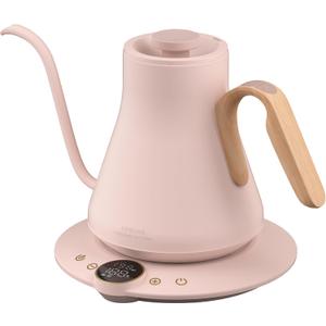 INTASTING Gooseneck Electric Kettle with 1 Temperature Control for Pour Over Coffee & Tea, Quick Heating, BPA-Free Stainless Steel, Built-in Brew Timer, 1500W/0.9L (Petal Pink)