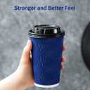 Disposable Coffee Cups with Lids and Straws - 16 oz (90 Set) Togo Hot Paper Coffee Cup with Lid To Go for Hot/Cold Beverages Espresso Tea Insulated Reusable Cold Drinks Ripple Cups Protect Fingers!, 90 Count