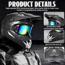 Full Face Dirt Bike Helmet DOT Certified - Complete Adult ATV Helmet Kit with Goggles, Gloves & Mask, Adjustable Visor, Quick Release (Black), S