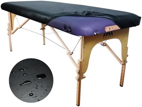 32" Wide Massage Table Cover - 100% PU, Wipeable, Reusable & Waterproof Vinyl Protector for Square Tables (Black, 80cm, 1 Pack)