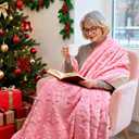 50x60 Inches Sherpa Christmas Blanket for Holiday Home Decor, Pink Xmas Tree Jacquard Soft Flannel Fleece Throw Blanket for Bed Couch Sofa, Christmas Decor Gifts for Women Men Teen Family Friends
