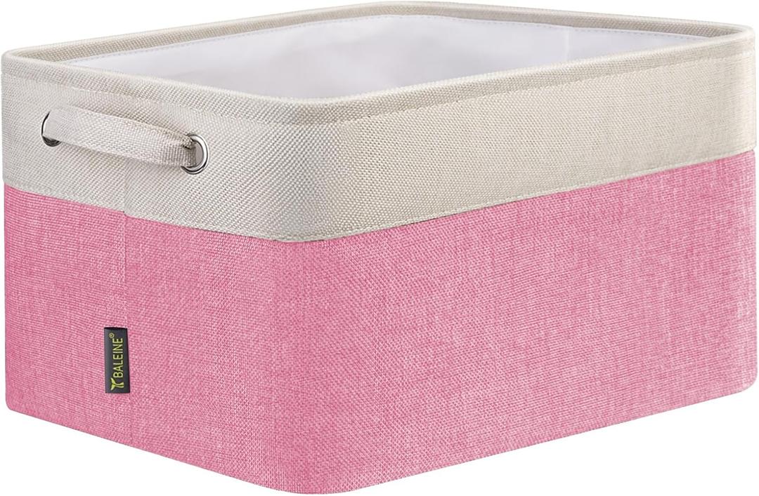 BALEINE 1 Pack Fabric Closet Storage Bins for Shelves, Linen Closet Organizers and Storage, Decorative Baskets for Organizing, Shelf, Clothes, Home, Office (Pink, 12"x8"x8")