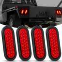 Nilight 6Inch Oval Trailer Tail Light 3PCS Red 24LED Stop Brake Turn Marker Lights w/Flush Mount Grommets Plugs IP67 Waterproof for 12V Truck ATV UTV Bus RV Camper
