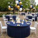 leegleri 6 Pack Navy Blue Spandex Round Tablecloths, Stretchy 60inch/5FT Fitted Round Table Cloths, Wrinkle Free with Skirt for Wedding Party Dining Banquet