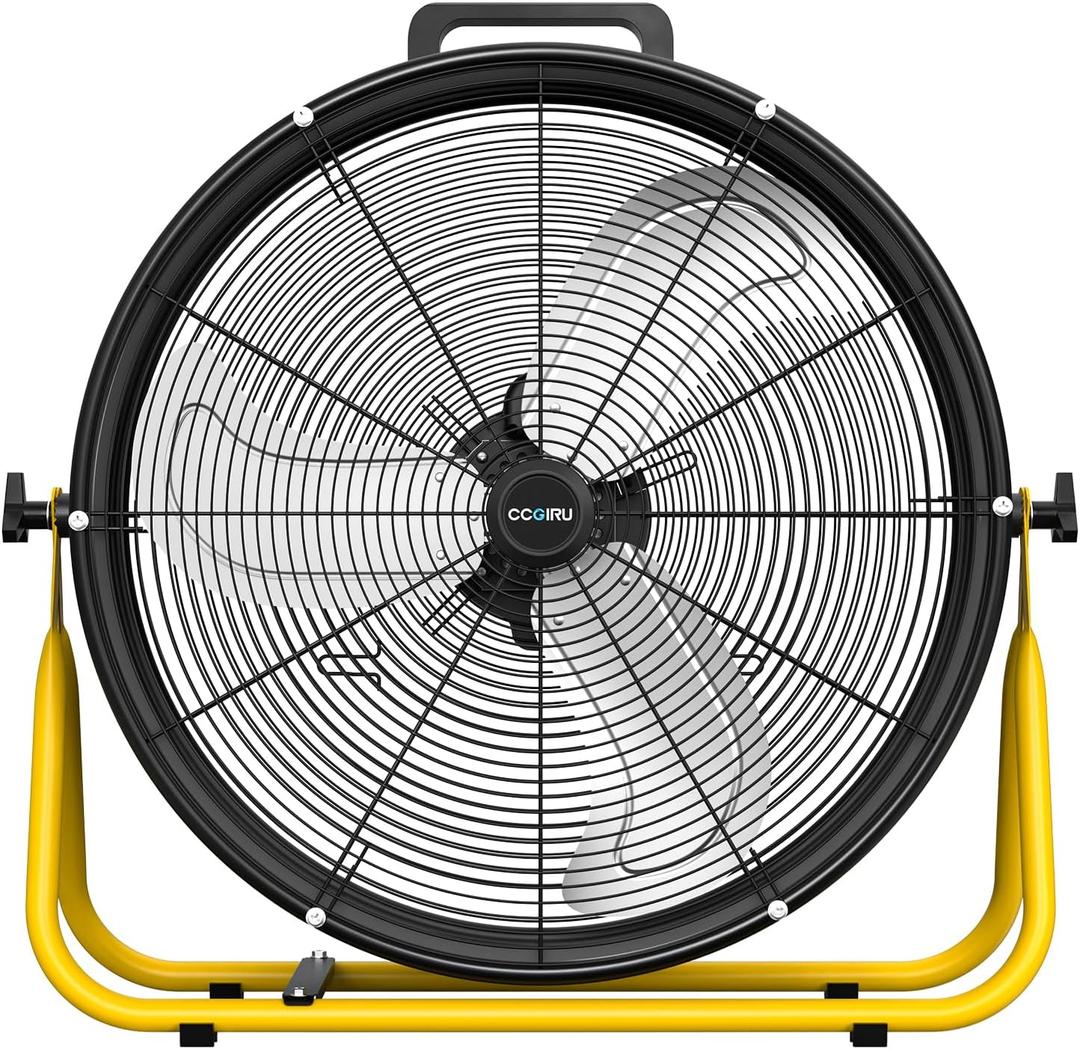 24" High Velocity Industrial Drum Fan, 8500 CFM 3-Speed Heavy Duty Metal Black Shop Fan for Warehouse, Workshops, Garage, Factory and Basement - UL Safety Listed