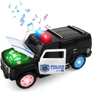 AtomDream Tech Police Car Toy with LED Lights & Siren Sounds, Friction Powered Police Truck for Boys & Girls Ages 38, Toddler Pretend Play Rescue Vehicle, Christmas & Birthday Gift(002)