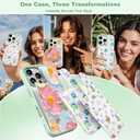 IYH for iPhone 16 Pro Case with 3 Interchangeable Magnetic Back Covers, Military-Grade Protection | Wireless Charging Compatible, Floral Pattern, Green