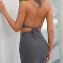 GRAPENT Women's High Waist Tulip Hem Shirring Swim Skirt Swimsuit Bikini Bottom (XXXL)