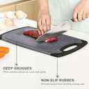 Cutting Board for Kitchen, Large-Small Cutting Board, Dishwasher Safe, Juice Groove, Easy Grip Handle, Non-Slip Rubber Cutting Board (Dark Gray)