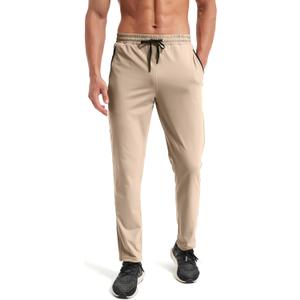 Men's Hiking Sweatpants Joggers Athletic Pants Stretch Workout Jogging Running Gym Traning Track Pants (Beige, M)