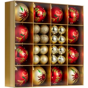 44PCS Christmas Ball Ornaments Set Xmas Tree Decoration Balls 2025 Shatterproof Hanging Colored for Party Wedding Home Party Outdoor Indoor Red & Golden