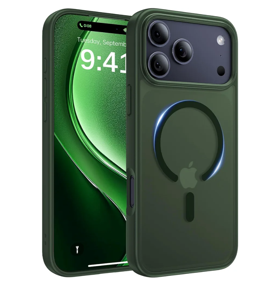 Magnetic for iPhone 17 Pro Case, [Anti-Slip] [Military-Grade Drop Protection] [Camera Protection] Skin-Friendly Slim Matte Shockproof Protective for iPhone 17 Pro Phone Case, Forest Green