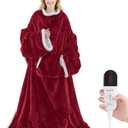 Heated Blanket Wearable Electric Blanket with Foot Pocket and Sleeves, Heating Throw Blanket, Electric Snuggle Blankets, 6 Heating Levels Setting & 4 Hours Auto Shut Off, Machine Washable (Long, Wine)