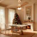 Modern Indoor Ceiling Fan with Light Remote Control,3 Solid Wood Blades,6 Speed DC Motor,22W Dual Color LED, Outdoor Ceiling Fan Chandelier for Living Room,Bedroom,Patio,Dining Room (Glossy Gold 48in)