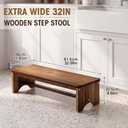 Leinuosen 32 Inch Extra Long Wooden Step Stool, Acacia Solid Wood Heavy Duty One Step Stool Holds up to 550 Lbs, Non-Skid Surface for Elderly Seniors Adults Kids, Bed Kitchen Bathroom Outdoor