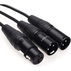 NANYI XLR Splitter Microphone Cable 2XLR Male to XLR Female Patch Cables 3-Pin Dual XLR Male to XLR Female Y Cable Adaptor mic Cable, DMX Cable, Patch Cords -5FT