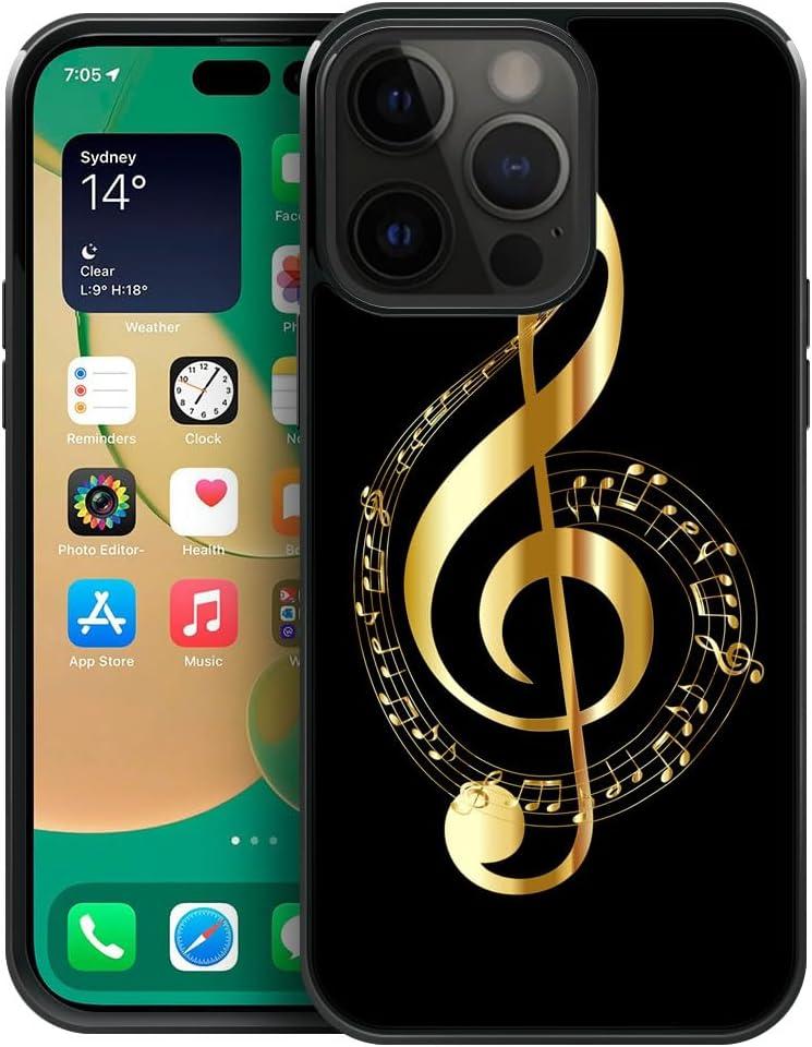 ZHEGAILIAN Compatible with iPhone 15 Pro Case,Pattern Design Hard PC Back Cover Non-Slip Soft TPU Protective Case for iPhone 15 Pro for Women 6.1inch-Music Notation