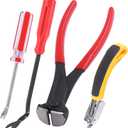 Tanstic 4Pcs Nail Puller and Staple Remover Tool Set, Including 7'' End Cutting Plier, Tack Lifter, Carpet Remover for Furniture, Floor, Wall, Car, Photo, Frame, Wooden Case, Carton