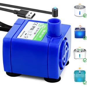 Cat Water Fountain Pump, DR-DC 160 Submersible Water Pump with LED Light for Stainless Steel, Ceramic Pet Water Fountain, Automatic Cat Water Dispenser Motor Replacement