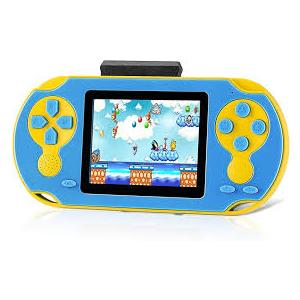 16 Bit Handheld Game for Kids, Video Game Player with Built in 230 HD Games, 3.0'' Screen Retro Electronic Machine with 3 Cartridges, Portable Rechargeable Games for Ages 312(Blue)