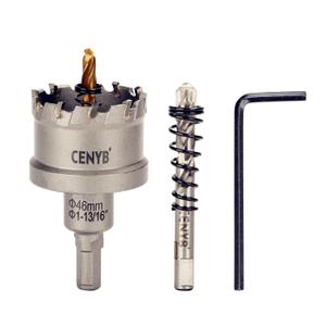 1-13/16" (46mm) Tungsten Carbide Tipped Hole Saw with 2Pcs Titanium-Plated Pilot Drill Bits for Hard Metal,Stainless Steel,Iron,Aluminum Alloy,Wood and Plastic