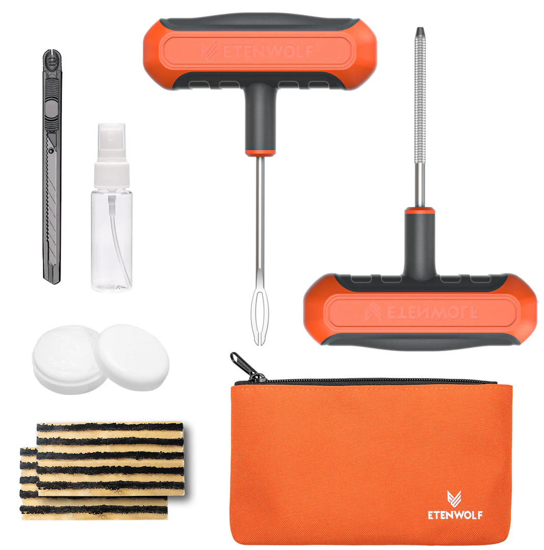 ETENWOLF Flat Tire Repair Kit with Plugs 16 Pcs, Heavy Duty 16pcs, Grey