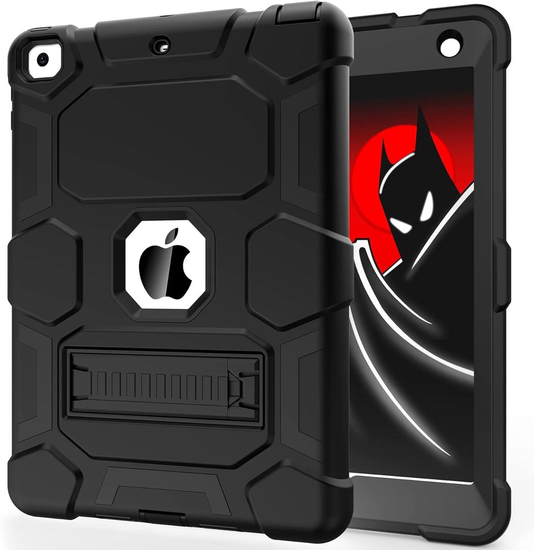CCMAO Case for iPad 6th Generation/ipad 5th Generation/iPad 9.7 Inch (2018/2017 Model), iPad Air 2 Case, Hybrid Shockproof Rugged Protective Cover with Kickstand, Black