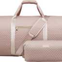 Coolife Garment Bag Carry On Convertible Travel Duffel Bag with Shoe Pouch Weekender Bag for Women Men 2 in 1 Hanging Suit Bag with Shoulder Strap Business Travel Bag (Pink, Standard)