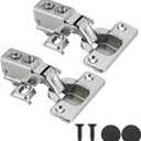 JQK Cabinet Door Hinges Soft Closing, 1/2" Partial Overlay Cupboard Door Hinge for Face Frame Cabinets, Metal 20 Pack, CH300-SN-P20 (Satin)