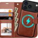 OCASE for iPhone 17 Pro Detachable Wallet Case with Card Holder, 2 in 1 PU Leather Flip Folio with RFID Blocking Stand Wrist Strap Shockproof Phone Cover 6.3 Inch 2025, Dark Brown