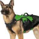 rabbitgoo Escape Proof Dog Harness, Soft Padded Full Body Pet Harness, Reflective Adjustable No Pull Vest with Lift Handle and Lesh Clip for Large Dogs Walking Hiking Training, XL, Green