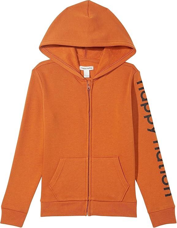 Happy Nation Girls Full Zip Hoodie Sweatshirt, Size Medium