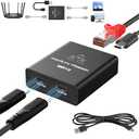 Ethernet Splitter 1 to 2 Out (Double USB-C Port), Upgrade Design RJ45 Splitter with USB A to C Power Cord, Gigabit LAN Internet Adapter, 1Gbps, RJ45 to Double Type-C Adapter, for Macbook to Ethernet