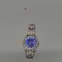 SENRUD Unisex Watch Fashion Crystal Diamond Watch Mens Womens Quartz Analog Watch Stainless Steel Big Face Wrist Watch (Silver blue)