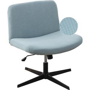 LavishCover Armless Chair Cover Office Desk Chair Cover, Waterproof and Elastic Criss Cross Chair Cover, Exquisite Vanity Chair Cover, Mid Back Wide Seat Accent Chair Covers(Light-Blue,Corn, No Chair)