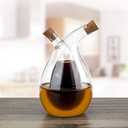 BOLLAER Glass Olive Oil Bottle Cruet, Hand-Blown, Moist Bottom, High Borosilicate Glass, 2 in 1 Oil and Vinegar Bottle, 2 oz